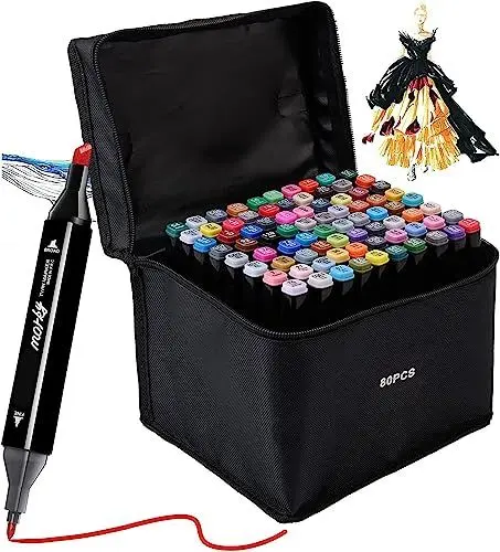 Produktbild: Kebuye ebuye Alkohol Marker Set, Alcohol Twin Marker 80 Farben, Meißel & Feine Verdoppelt Spitzt Alkohol Permanenter Marker Graffiti Stifte für Manga, Design, Malerei, Zeichnung