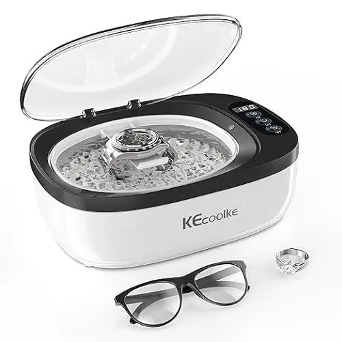Produktbild: KECOOLKE Ultraschall-Schmuckreiniger, 750 ml, Schallreiniger mit digitalem Timer für Brillen, Ringe, Münzen, Silber, Ultraschallreiniger-Lösung für Geschenke