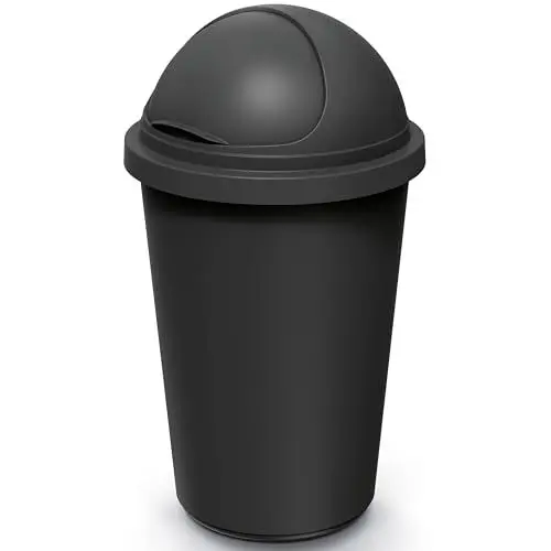 Produktbild: Keden® Mülleimer Küche 50L mit Schiebedeckel 100% Recycelter Kunststoff Abfalleimer Büro Müllsackhalterung Papierkorb Biomüll Gelber Sack Schwarz
