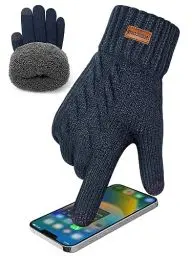 Produktbild: KEECOW Handschuhe Herren,Winterhandschuhe Herren Touchscreen Warme Thermo Fleece Strickhandschuhe für Outdoor Sport Laufen Radfahren Freizeit (Navy)