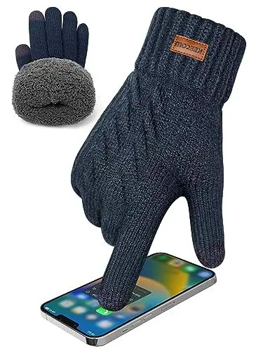 Produktbild: KEECOW Handschuhe Herren,Winterhandschuhe Herren Touchscreen Warme Thermo Fleece Strickhandschuhe für Outdoor Sport Laufen Radfahren Freizeit (Navy)