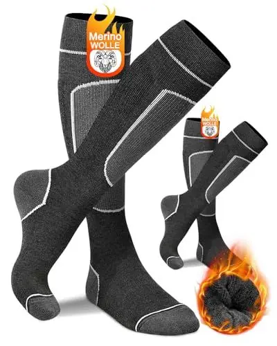 Produktbild: KEECOW Skisocken-Herren-Merinowolle-Skisocken,Warme Thermosocken Wintersocken SportsSocken für Outdoor-Sportarten Ski,2 Paar