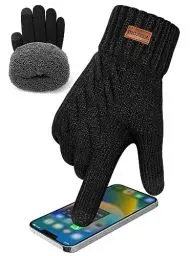 Produktbild: KEECOW Thermo Handschuhe Herren Winter Warm, Touchscreen Handschuhe Winddicht Atmungsaktiv Gefüttert for Outdoor Sports Fahrradfahren Laufen Wandern Skifahren Motorrad Camping(Schwarz)
