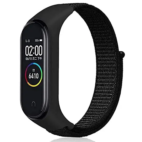 Produktbild: Keecuty Armband kompatibel mit Xiaomi Mi Band 6 Armband Xiaomi Mi Band 5 Armband, Verstellbarer Nylon Ersatzarmband kompatibel xiaomi mi Band 4/xiaomi mi Band 3 für Frauen Männer-Schwarz