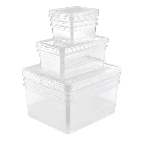 Produktbild: keeeper Aufbewahrungsboxen mit Air Control System, 8-teiliges Set, 3x 1,7 l, 2x 5,6 l, 3x 18 l, Bea, Transparent