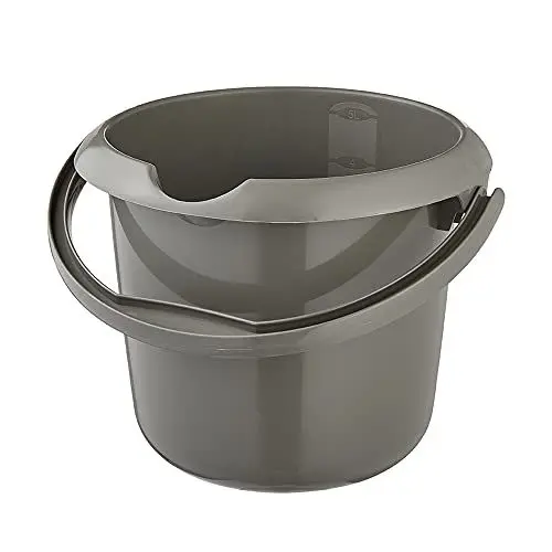 Produktbild: keeeper Eimer mit integrierter Mess-Skala und ergonomischem Griff, 5 l, Mika Eco Line, Eco-Grau
