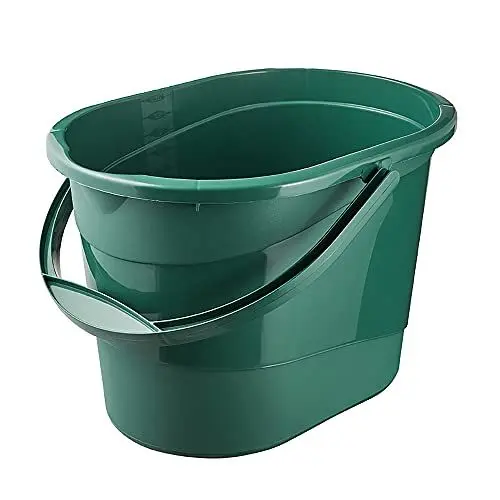 Produktbild: keeeper Putzeimer mit ergonomischem Griff, Griffmulde und Ausguss, Oval, 13 l, Thies Eco Line, Eco-Grün