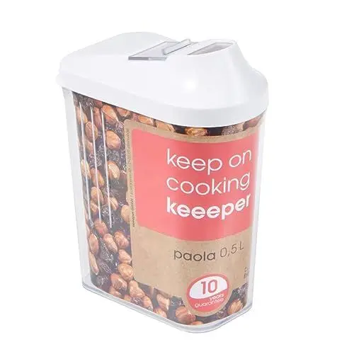Produktbild: keeeper Schüttdose für Trockenvorräte, Stufenlos verstellbarer Dosierdeckel, Kunststoff, 500 ml, 8 x 4,5 x 15 cm, Paola, Weiß