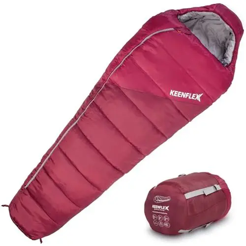 Produktbild: KEENFLEX Schlafsack Outdoor 3 Jahreszeiten -12.0° (Rot -23.4°)