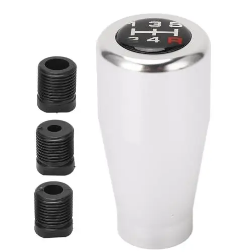 Produktbild: Keenso Aluminium-Schalthebelknauf – Zuverlässig Robust M8 M10 M12 – 5 Gänge – Stilvolle Optik, Meisten Manuellen Fahrzeuge (Silver)