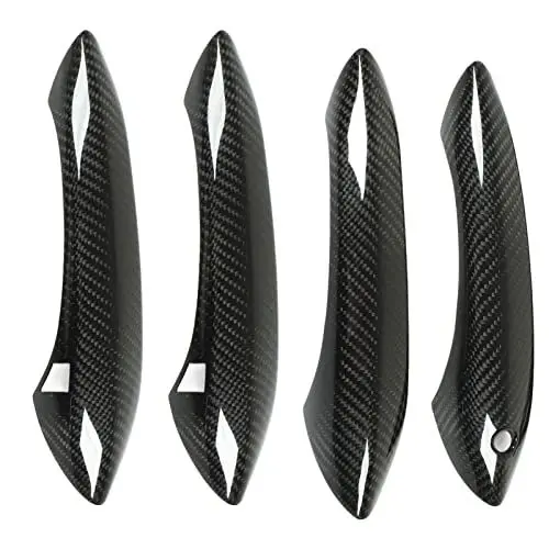Produktbild: Keenso Auto Türgriffabdeckung, 4 Stück Auto Außentürgriffabdeckung Kohlefaser Türgriffverkleidung für F06 F07 F10 M5 M6 LHD Auto (mit Sensoren) Äußere Türgriffe