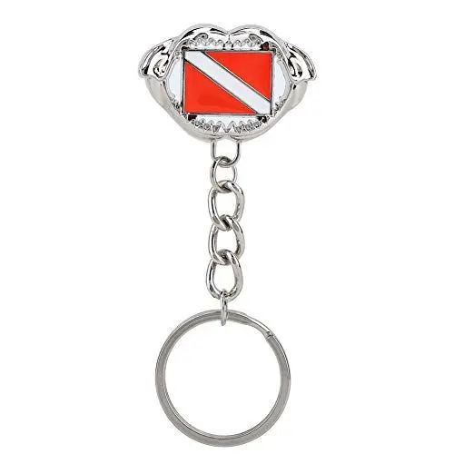 Produktbild: Keenso Tauchflagge, Zinklegierung Diving Theme Tauchflagge Metall Schlüsselanhänger Schlüsselbund Schlüsselring(8 * 8 * 1cm-Abschnitt b) Tauchen