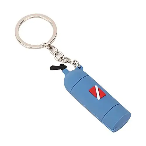 Produktbild: Keenso Tauchthema Schlüsselring, 1Pcs Mini PVC Scuba Tauchtank Schlüsselbund Luftzylinder Schlüsselanhänger für Frauen und Männer(10 * 5 * 3cm-Blau)