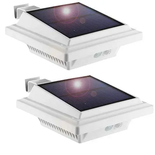 Produktbild: KEENZO LED Dachrinnenlampe, Solar Dachrinnenleuchte Solarlampen mit Bewegungsmelder für Außen, 25LEDs, 2 W, PIR-Sensor, Weiße,Kaltweißes Licht, 2er-Set