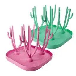 Produktbild: KEEPAQ Trockenständer Babyflaschen, Trockengestell mit Abnehmbarer Abtropfschale, BPA frei Babyflaschen Zubehör zum Trocknen von Babyflaschensaugern, Bechern und Andere Zubehör(Grün&Rosa, 2Pack)