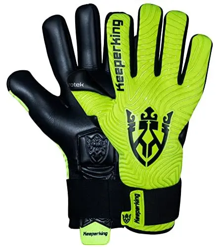 Produktbild: Keeperking Torwarthandschuhe für Erwachsene Fußballhandschuhe Herren Innennaht Profi Grip 4mm Fester Sitz Unisex Jonior (7,Neon-Schwarz-Neg)