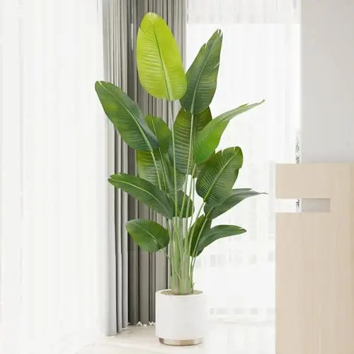 Produktbild: Keeplush Künstliche Paradiesvogel Pflanze groß 180cm künstliche Tropische Palme mit 13 Blättern perfekte künstliche Pflanzen im Topf für drinnen und draußen Haus Büro Garten Moderne Dekoration（1 Pack）