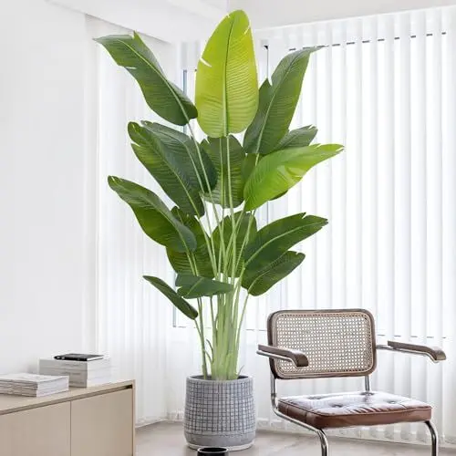 Produktbild: Keeplush Künstliche Paradiesvogel Pflanze groß 200cm künstliche Tropische Palme mit 15 Blättern perfekte künstliche Pflanzen im Topf für drinnen und draußen Haus Büro Garten Moderne Dekoration（1 Pack）