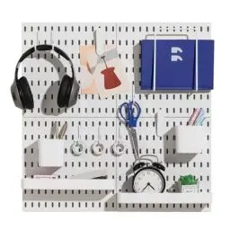 Produktbild: Keepo Stecktafel-Kombinationsset, Stecktafeln und Zubehör, modular zum Aufhängen für Wand-Organizer, Bastelorganisation, Ornament-Ausstellung, Kinderzimmer-Aufbewahrung, Stecktafel (Weiß, 22″×22″)
