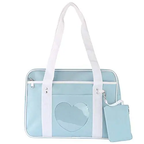 Produktbild: KEEPOP Ita bag herzform fenster japanische schule handtasche große jk tasche mädchen duffle geldbörse anime schulranzen für lolita comic diy cosplay blau