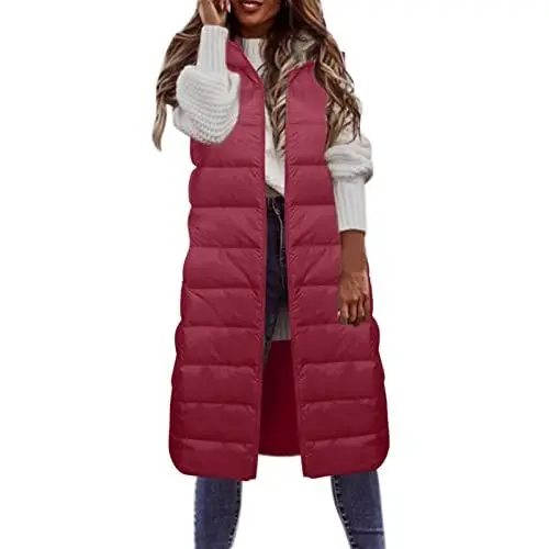 Produktbild: KEERADS Damen Jacke Winter -Winter- Daunenweste für Frauen, über dem Knie, schlank, vielseitig, mit Kapuze, Daunenjacke 2024 Damen Wintermantel (RD2, XL)