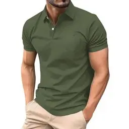 Produktbild: KEFITEVD Polo Shirt Herren Hemd Kurzarm Atmungsaktive Funktions Golf Poloshirt Regular Fit für Tennis Baseball Armeegrün L