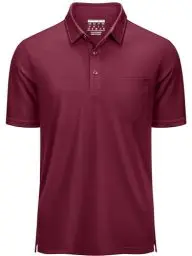 Produktbild: KEFITEVD Polohemd Herren Golf Shirt Schnelltrocknend Kurzarm Tennis Shirt Sommer Funktions Poloshirt Männer Tactical Weinrot L