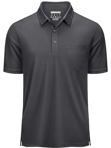 Produktbild: KEFITEVD Poloshirts für Herren Atmungsaktive Sommer Kurzarm Shirt Golf Polo Tennis Shirt Männer Lässig Freizeithemd Hellgrau 3XL