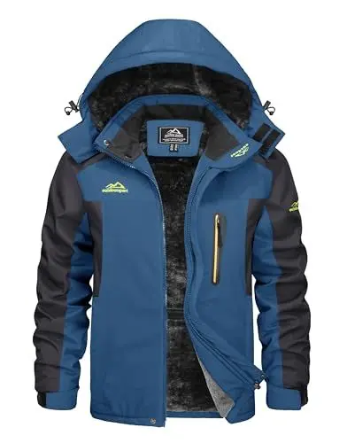 Produktbild: KEFITEVD Skijacke Herren Winter Wasserdicht Winterjacke Warme Jacke Gefüttert Winddicht Windjacke Outdoor Ski Jacke Männer Fleecejacke Dunkelblau 2XL