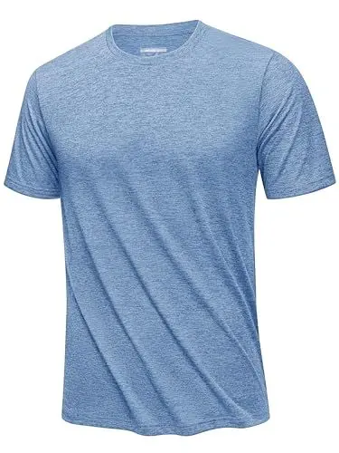 Produktbild: KEFITEVD Sport Shirt Männer Funktionsshirt Wander Tshirt Herren Atmungsaktiv Yoga Shirt Laufshirt Short Sleev Hellblau M