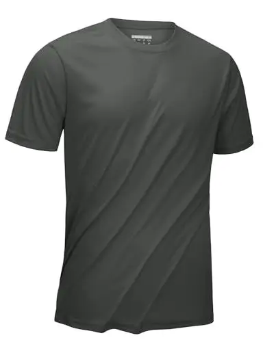 Produktbild: KEFITEVD UV Shirt Herren Short Sleeve Rundhals-Ausschnitt Jogging Oberteil Sommer Schnelltrocknend Kurzarm Sonnenschutz Basic Shirt Dunkelgrau L