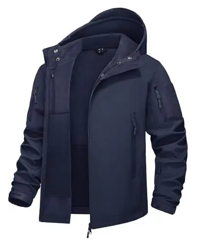 Produktbild: KEFITEVD Übergangsjacke Herren Winter Herbst Wasserdicht Jacke Military Jagd Jacke Männer Frühling Herrenjacke Herbstjacke Gefüttert Regenjacke Dunkelblau M