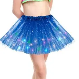 Produktbild: Kefiyis Tüllrock Kinder Mädchen Tütü LED Lichterkette Tutu für Ballett Halloween Karneval Party Tanzen Fancy Dress Blau