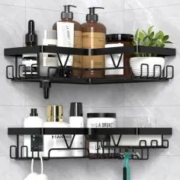 Produktbild: Kegii Duschablage ohne Bohren Ecke - Duschregal Schwarz Badezimmer Organizer Badregal ohne Bohren Duschkorb Duschhalterung Bad Accessoires