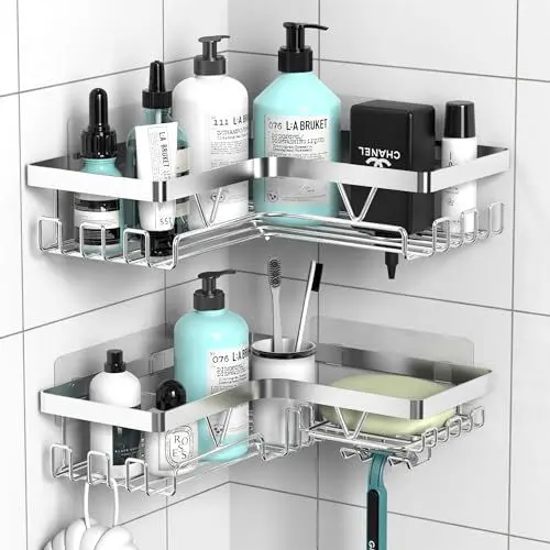 Produktbild: Kegii Duschablage Ecke, Duschregal ohne Bohren Edelstahl, Badezimmer Regal, Shampoo Halterung für Dusche