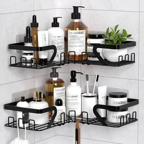 Produktbild: Kegii Duschablage Ecke - Duschablage ohne Bohren, Duschregal Shampoo Halterung Für Dusche Duschkorb Dusche Halterung Badezimmer Organizer, Schwarz