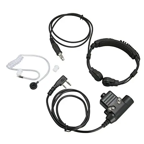 Produktbild: Kehlkopfmikrofon Walkie Talkie Ohrhörer, Akustikrohr 2-Wege-Funkhörer mit U94 PTT, Taktisches Kehlkopfmikrofon-Headset für UV 5R BF 888S BF F8HP BF F9 UV 82