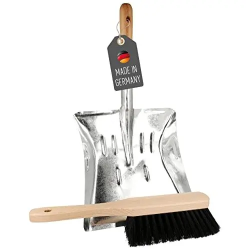 Produktbild: Lantelme Holz Handfeger und Kehrschaufel 43 x 22cm im Set | Schaufel aus verzinktem Metall mit Holzgriff | Kehrblech, Handbesen | Perfekt für den Innenbereich, robust und langlebig | Kehrset
