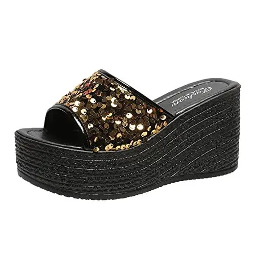 Produktbild: Keilsandalen Damen Mit Absatz Mit Absatz Flip Flops Damen Plateau Zehentrenner Damen Flip Flops Mit Absatz Damen Sommerschuhe Damen Elegant Flip Flops Damen High Heels Sandaletten