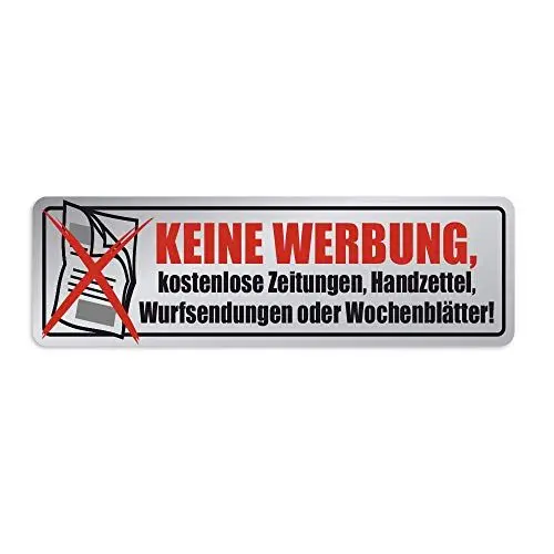 Produktbild: Keine Werbung - Aufkleber - kostenlose Zeitungen Handzettel 1x Chrome-Optik - für Briefkasten - Zeitungsrolle - Letterbox