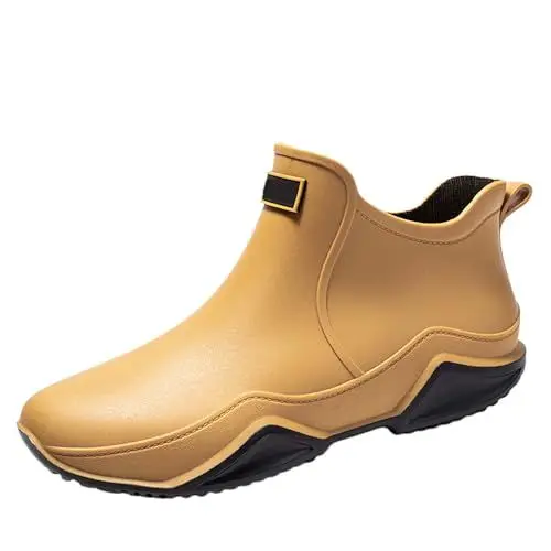 Produktbild: KEIZHUONIQIU Gummistiefel Herren Damen Halbgummistiefel Wasserdichter Angelstiefel rutschfeste Gartenschuhe Unisex Für Regen Schnee Und Matsch Gummistiefeletten Weiß Rain Boots Schuhüberzieher