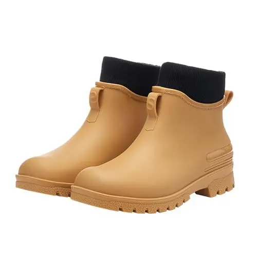Produktbild: KEIZHUONIQIU Gummistiefel Herren Damen Halbhoch Wasserdichter Schuhüberzieher Atmungsaktiv Angelstiefel Unisex Für Regen Schnee Und Matsch Gartenstiefel Grau Gartenschuhe Rain Boots