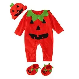 Produktbild: Halloween Kürbises Kostüm Baby Halloween Pumpkin Overall Kinder Bequeme Onesie Unisex Halloween-Kostüm Cosplay Kinderkostüme Atmungsaktive Jumpsuit Neugeborenen Kleidung Halloween Karneval Kostüm
