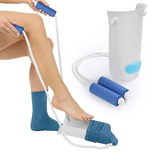 Produktbild: Kekoy Strumpfanziehhilfe, Verbesserte U-förmige Anziehhilfe für Socken und Strümpfe, Sockenanziehhilfe Nach Hüftoperation, Sockenanzieher für Senioren, Schwangere, Immobile Menschen(1 Stück weiß)