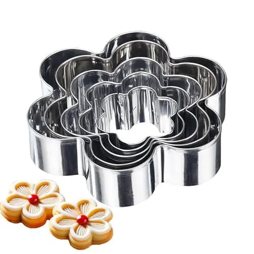 Produktbild: Keksausstecher Set Mit 5 Stück Ausstechformen, Mini Edelstahl Ausstechern Und PläTzchenausstechern, Stainless steel baking cookie molds (Plum blossom) Für Kekse, PläTzchen, Desserts