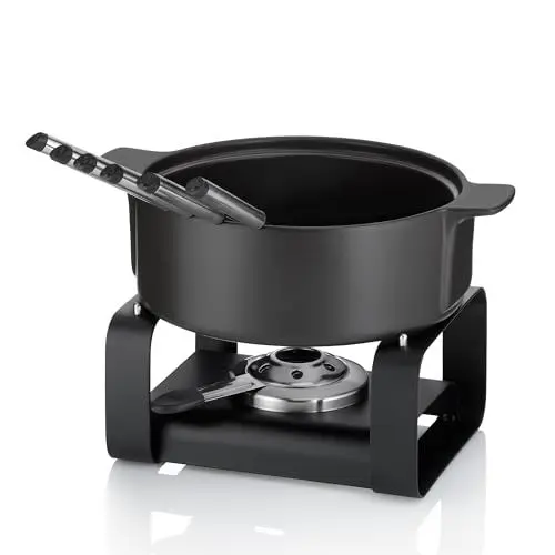 Produktbild: Kela Käsefondue Set 9tlg, Keramik Fondue für 6 Personen Roman, Käse Fondueset mit Brennpastenhalter, Gabeln, Gabelhalter