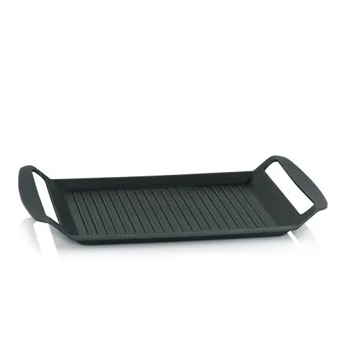 Produktbild: Kela Grillplatte Induktion 30 x 24 cm KERROS, Grillmatte Aluguss keramisch beschichtet für den Herd, hitzebeständig bis 230°C, schwarz, Grill-Platte