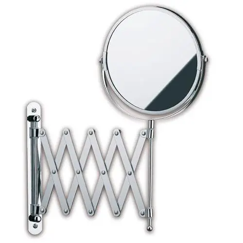 Produktbild: kela Wand Kosmetikspiegel mit Vergrößerung AVITA 16 cm, 1-/5-fach, Wandmontage, Schminkspiegel ausziehbar, Metall verchromt, Rasierspiegel