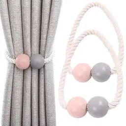 Produktbild: Keleily Magnetische Vorhang Raffhalter 2 Stück Vorhang Raffhalter Kinderzimmer Holz Fenster Drapieren Holdbacks Vorhang Clips für zu Hause, Wohnheim, Büro, Hotel Fenster Dekorative, Pink+Grau