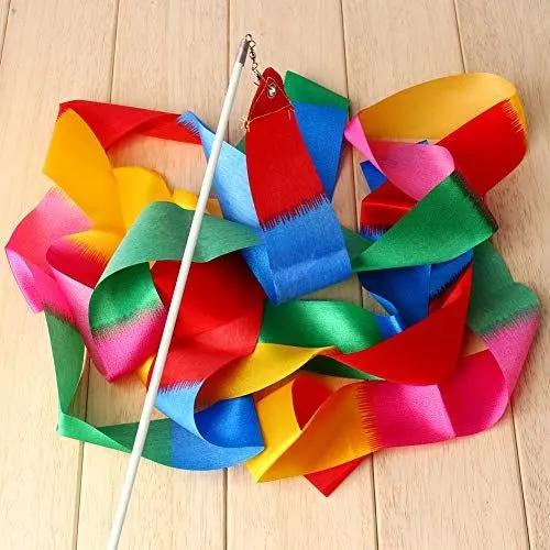 Produktbild: Kelepu Hochwertiger Bandstab für Gymnastik, Tanz, idealer Taktstock, Twirling, Zirkus-Gymnastikausrüstung, bunt